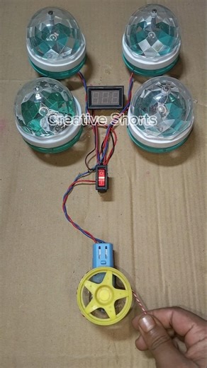Powering 4 Dj Disco Light and a Voltmeter With Metal Gear Motor _ DC Motor #dcmotor #tech #shorts