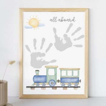 All Aboard Handprint Craft, Train Footprint Keepsake Art