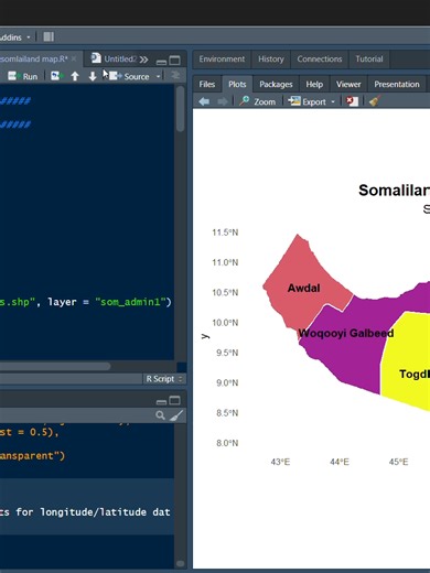 # 🌍 Somaliland Map in R #Visualizing regions using GIS tools in R. #Color intensity shows sample data variation across regions. 📊 Turning data into insights through maps. #GIS #RStats #DataVisualization