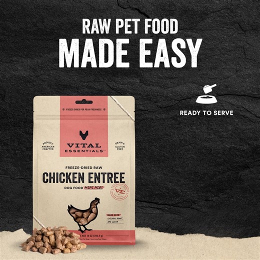 1.2K views · 4 comments | Real nutrition meets real convenience! These protein-rich mini-nibs give you the ease of kibble with all the benefits of raw. The crunch they crave, the nutrition they deserve. #vitalessentials #butchercutprotein #rawpetfood | Vital Essentials | Facebook