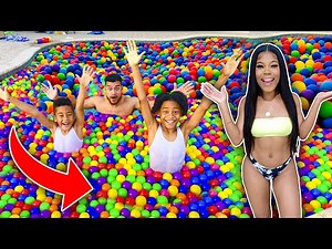 WE FILLED UP OUR POOL WITH THOUSANDS OF BALL PIT BALLS!!