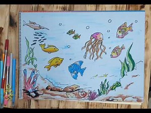 رسم قاع البحر/ الكائنات البحرية ..رسم الأسماك
