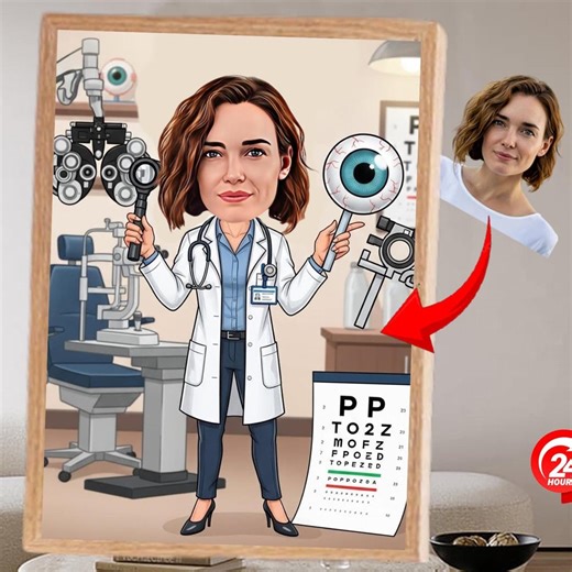 Custom Eye Doctor Caricature Portrait | Ophthalmologist Cartoon | Personalized Optometrist Gift | Custom Medical Illustration - Etsy