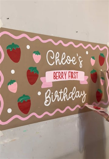 Beautiful Berry-Themed 1st Birthday Banner