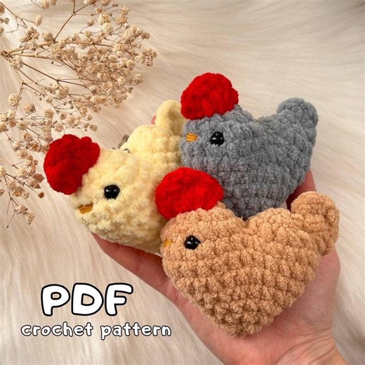 Plush Chicken Heart Keychain Crochet Pattern Amigurumi Pattern Easy Crochet Cute Chiken Pattern Plushie for Beginners Valentines Chicken - Etsy