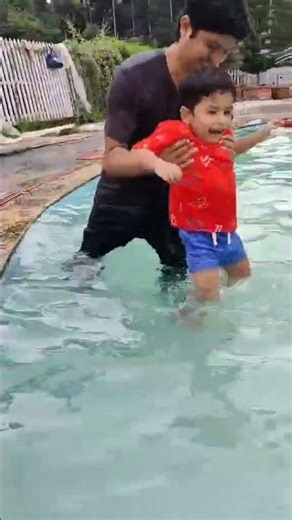 Baby Dives Into Swimming Pool | Baby Swim Self #babyswimming #learning #education #amazing