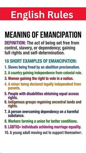 What Does Emancipation Mean? Definition, Examples & Easy Explanation #esl #english #spokenenglish