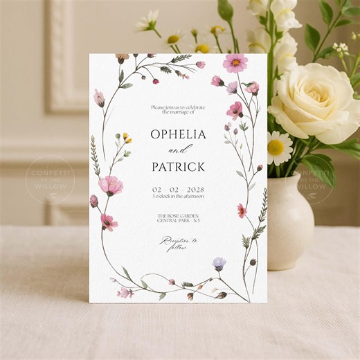 Wedding Invitation Template: Wildflower Spring Garden Floral Design (printable) - Etsy