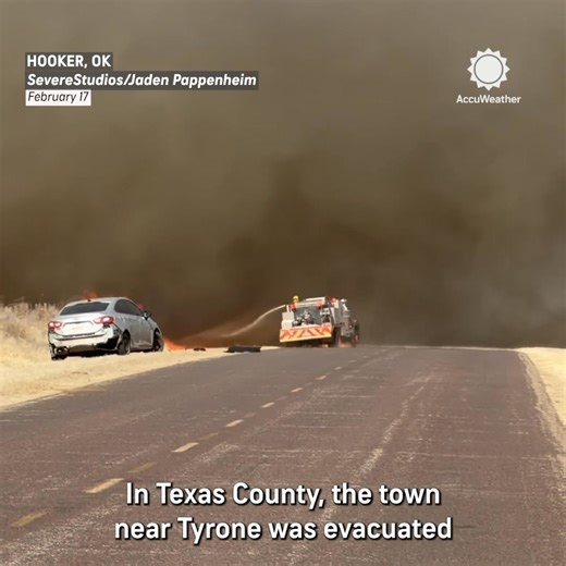 A fast-moving wildfire in the Oklahoma panhandle has burned about 15,000 acres on Tuesday afternoon as wind gusts up to 65 mph were reported in the area. | AccuWeather