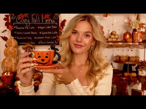 ASMR Cozy Coffee Shop Roleplay 🍂☕ (rainy, soft jazz music, light chatter, warm ambiance) 🍪