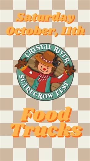 🍔The Scarecrow Festival is serving up serious flavor with some of your favorite local food trucks! From Burgers and tacos to sweet treats and more — there’s something for everyone. 🍴 📍Saturday, Oct 11 | 10–5 | Downtown Crystal River | City of Crystal River-Government