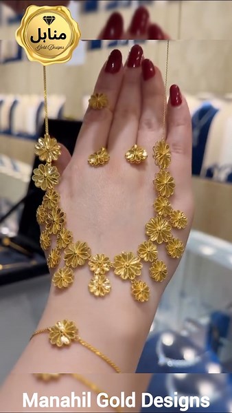 Luxurious 22ct Flower Design 🌸 Gold Necklace Set 1 & 2 #viral