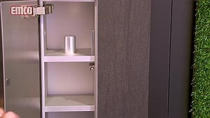 Emco ASIS Plus Unterputz-Schrankmodul für die Klobürstengarnitur, Badezimmerschrank mit Toilettenpapierhalter, Hochschrank mit Push to Open-Funktion und Anschlag rechts, 803 mm