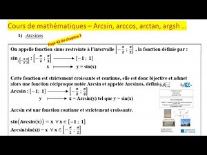 Vidéo 36 : Amphi 16 - Fonctions réciproques des fonctions trigonométriques et hyperboliques