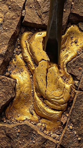 Gold Veins Hidden in Solid Rock | Satisfying ASMR | Breaking Rocks to Reveal Natural Gold✨#goldrush