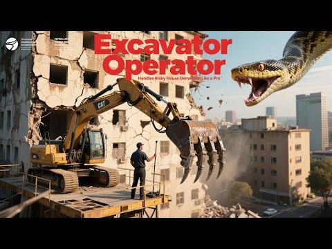 Excavator Operator Handles Risky House Demolition Like a Pro