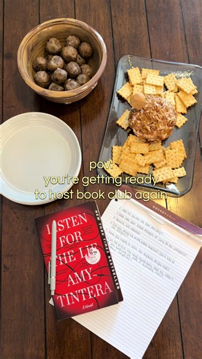 10/10 would recommend starting a book club with friends from work #bookclubs #thrillerbooks #listenforthelie #thrillertok #bookaesthetic