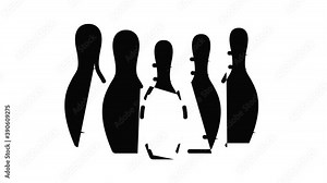 Bowling icon animation. Motion set of best icons and then each objects is shown separately