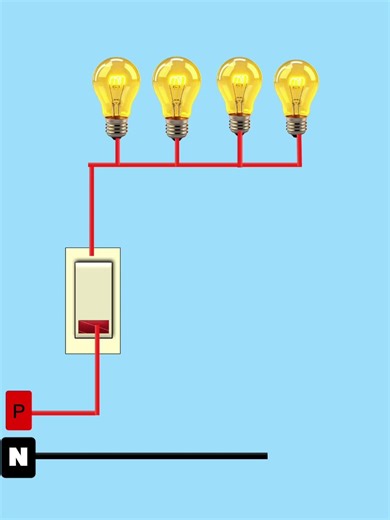 1 switch 4 bulb connection #electrical #wiring #shots