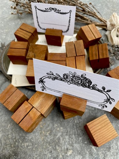Stained Wood Block Place Card Holders - Etsy