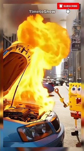 SpongeBob’s Repair Fail‼️The Engine Blew Up Instantly⁉️🔥 #shortvideo #spongebob