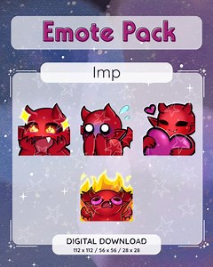 Imp Emote Pack | Cute Devil Twitch Emotes for Streamers | Discord & Youtube Emotes Digital Download | Cute Halloween Emotes - Etsy