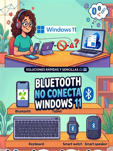 Cómo Conectar un dispositivo Bluetooth en Windows 11 que No Aparece 🎧 ¿Tu audífono, mouse o teclado Bluetooth no quiere aparecer o emparejarse a tu PC? No te preocupes, en Windows 11 es más fácil de lo que crees. Te enseño a continuación como conectarlo y que hacer si no aparece: A. 🔛 Activa Bluetooth en tu PC Ve a Inicio → Configuración → Bluetooth y dispositivos y activa el interruptor. B ⚡ Configuración Rápida También puedes hacerlo desde la Configuración Rápida en la esquina inferior derec
