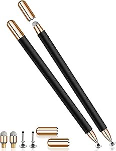 2-in-1 Stylus Pens for Touch Screens, High Sensitivity Dual Tips Universal Touch Screen Stylus Pen for iPad, All Touchscreen, iPhone, Apple, Samsung, Tablets, Android, Kindle, Chromebook ect