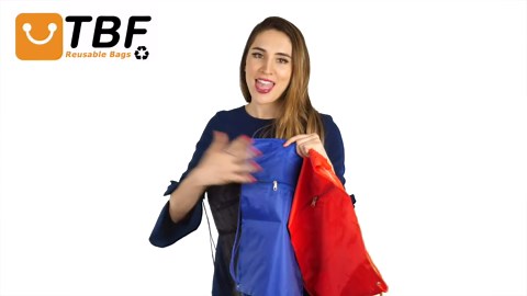 TBF (12 Pack) Set of 12 Durable Polyester Drawstring Backpack Bags with Front Zipper Pocket 15" W x 18" H (Black)