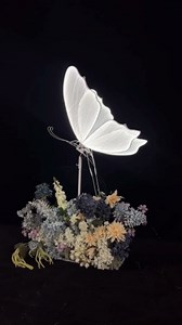 Wedding Electric Butterfly Floor Lamp: Giant Moving LED Butterflies Decoration with Movement & Lights Up - Big Movable Butterfly Props with Flapping Wings - for Birthday Party (White Light, 31.4 IN)