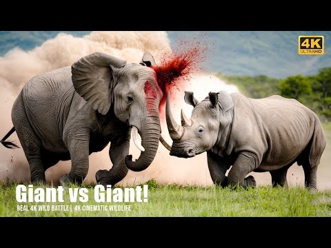 Elephant vs Rhino 4K | Clash of the Heavy Giants – Real Wild Power Battle