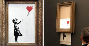 Banksy Pranks Sotheby Auction with a Painting That Self Destructs after it's Sold