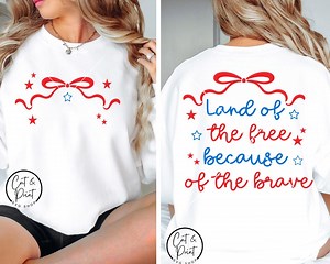 Land of the Free SVG, 4th of July PNG With Bows and Stars Svg, Front & Back SVG Instant Download, Cricut Cut File, Silhouette Cut File Dtf - Etsy Australia