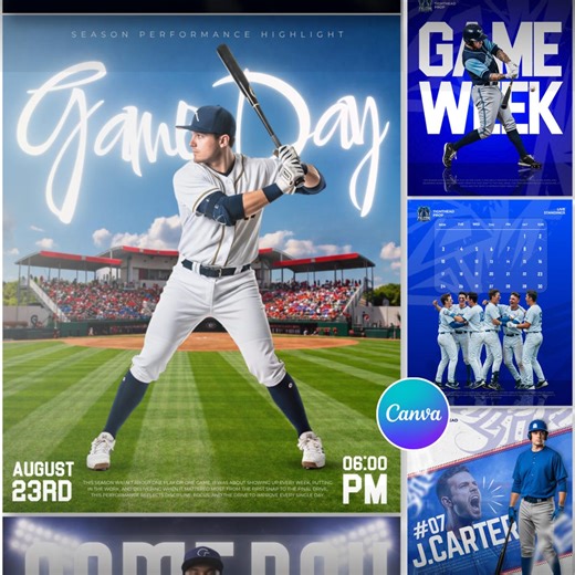 20  Baseball Sports Social Media Templates | Editable Baseball Game Day & Player Spotlights Canva Templates | Instant Download - Etsy