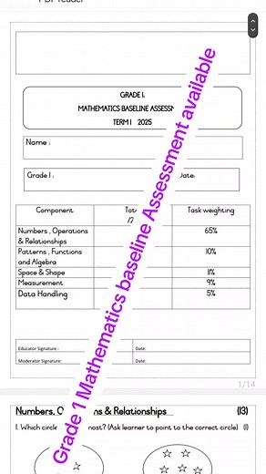 Grade 1 Mathematics Baseline Assessment Resources