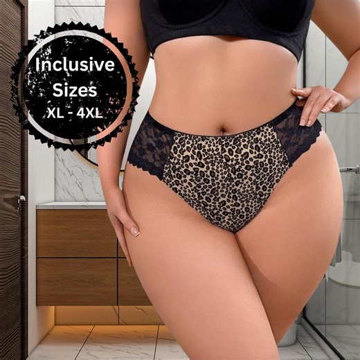 Leopard Print Lace Panties, Inclusive Sizes, Custom Name Women Underwear - Etsy