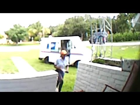 Ring video shows mail truck driving over front lawn in northeast Miami-Dade