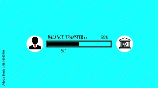men Balance transfer to Bank Transformation Concept. moving Balance transfer from Balance transfer to Bank footage optimized as secure financial transfer animation