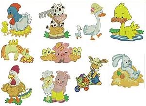 Threadart Machine Embroidery Design Bundles - Animal Sets - Farm Animals(1) - Loaded On USB Stick - Over 30 Sets Available