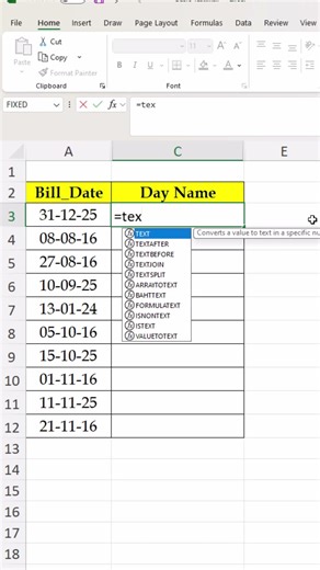 #21 Excel Interview Challenge | Date se Day Name kaise nikale? #excel #excelshorts #guideofmad