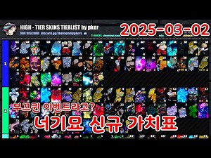 [너기묘] 3월 2일 신규가치표 yba new skin tierlist
