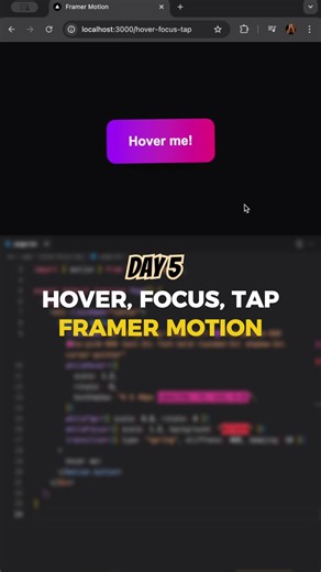 Day 5: Hover, Focus & Tap Animations in Framer Motion #react #next #animation #coding #programming