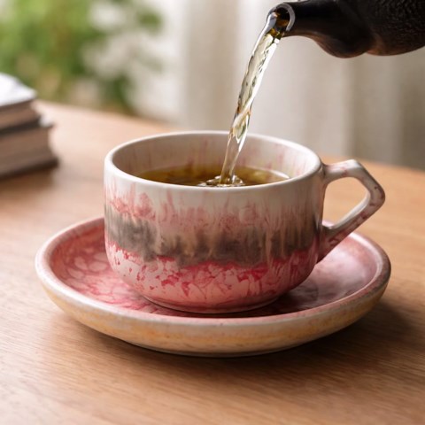 Japanese Ceramic Tea Cup and Saucer Set, 120ml Stoneware Coffee Cup, Wabi Sabi Pottery - Etsy