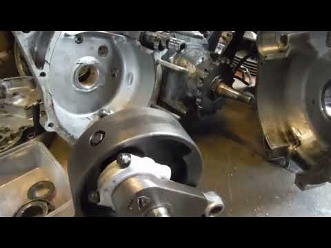 BSA A65 engine strip & rebuild 6 - Time to reassemble, crank end float shimming options discussed.