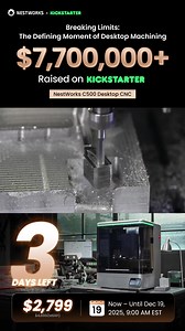 NestWorks C500 — Your Ultimate Smart CNC Desktop with Industrial-Grade Power ⚙️ Built with uncompromising rigidity, the C500 delivers true industrial performance right from your desktop. Forget complex programming. Our custom Smart CAM provides genuine ""one-click"" toolpaths, making professional CNC machining as easy as 3D printing. Trusted by 2,000 backers and now over $7.5 Million raised on Kickstarter! 🚨 Final Chance — Grab 40% OFF Super Early Backer Deal Before It’s Gone! 🔥 | NestWorks