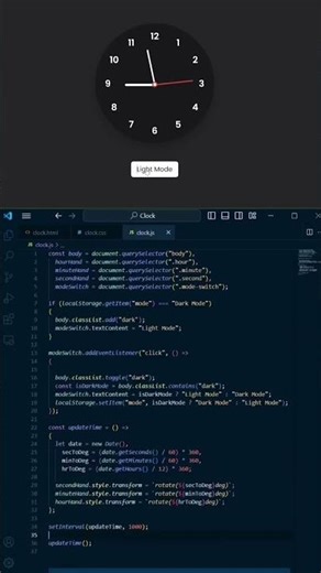 Clock dark and light mode #codinginurdu #coding #computereducation #csstutorial #python