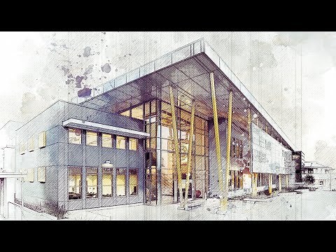 Architecture Art Sketch Photoshop Action Tutorial - Advanced