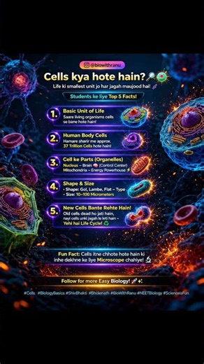 Cells Ke 5 Powerful Facts 🔬 | Biology #shorts #biowithranu #biologyfacts
