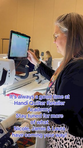 It’s always a good time at Handi Quilter Retailer Academy and I for one can’t wait to hear all about what Nicole, Jamie and Laura have been up to! #twochicksquilting #friendsoftwochicksquilting #localquiltshop #quilt #quilting #quiltersoftiktok #longarmquilting #handiquilter #quiltshop #handiquilterretailer #handiquilteracademy | Two Chicks Quilting