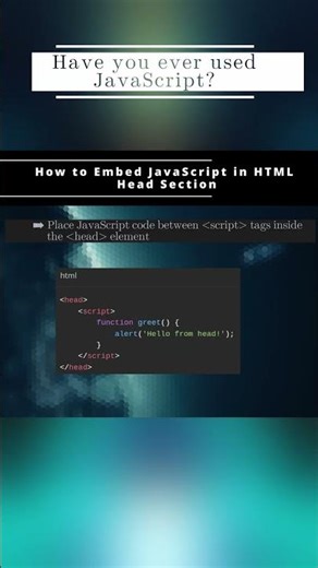 🧬 JavaScript 🧬 How to Embed JavaScript in HTML Head Section 🧬 #shorts #KGRDevShorts